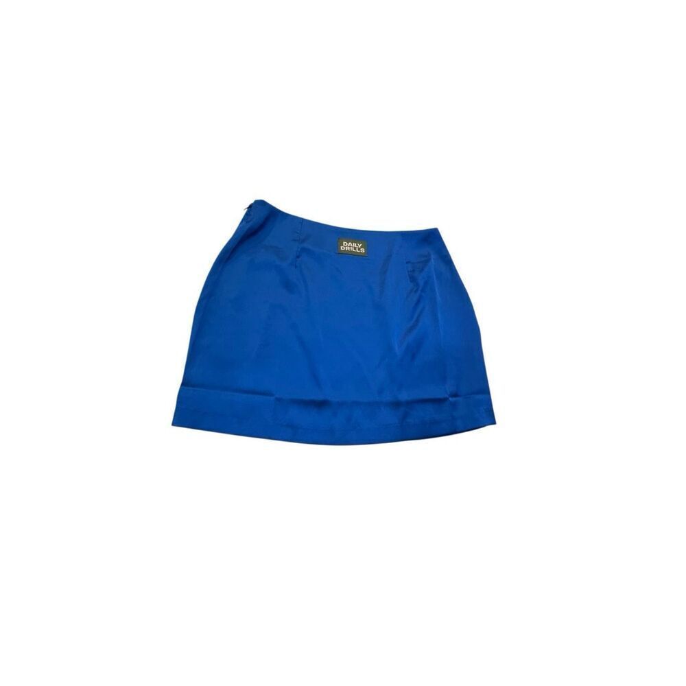 Daily Drills Women's Silky Side Zip Casual Mini Skirt Royal Blue Size Small NWT